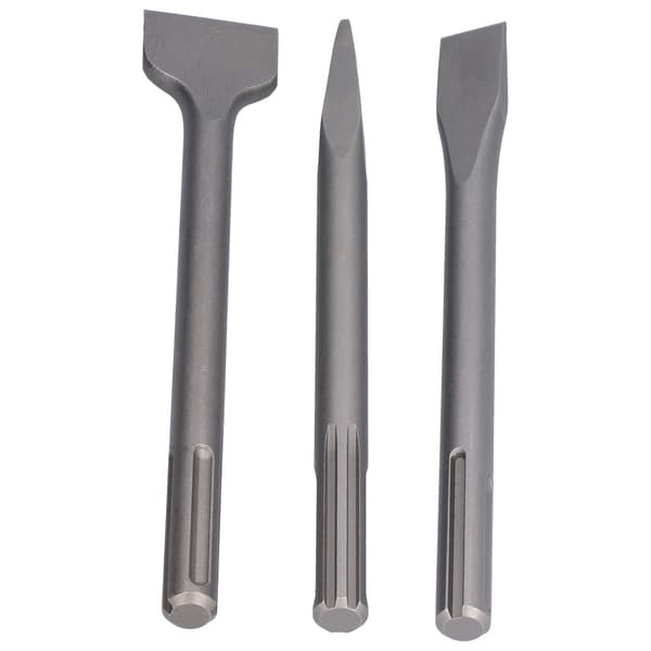 3 Pcs Chisel Carbon Steel Scaling Flat Point Rotary Hammer Drill for Tile and Concrete Work 5 Groove Handle