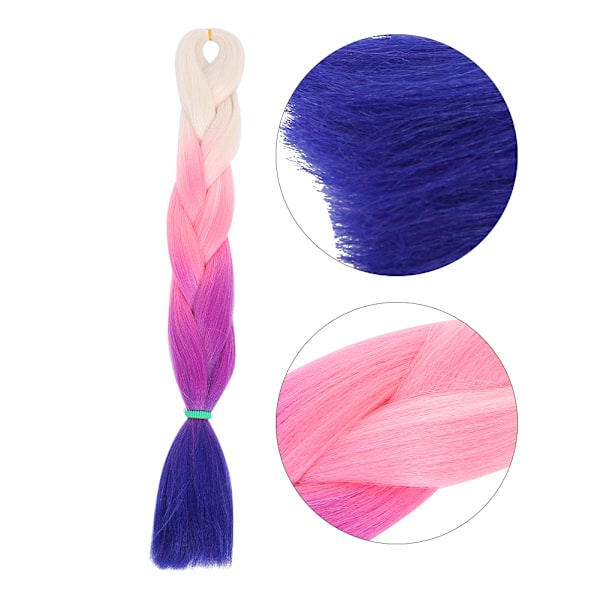 Jumbo flettehår Hvit Rosa Lilla Mørkblå Gradient Farge Syntetisk Twist Fletter Hårextensions