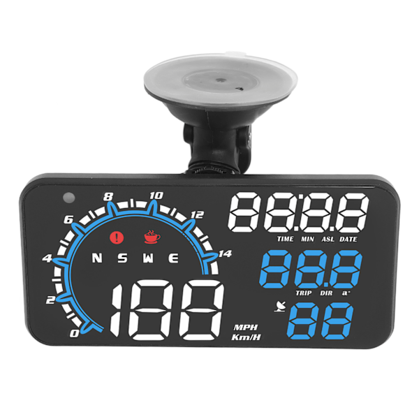 GPS Speedometer Hastighedsalarm Træthedskørselspåmindelse Robust HD Display HUD Display Universal til Bil Blå Hvid
