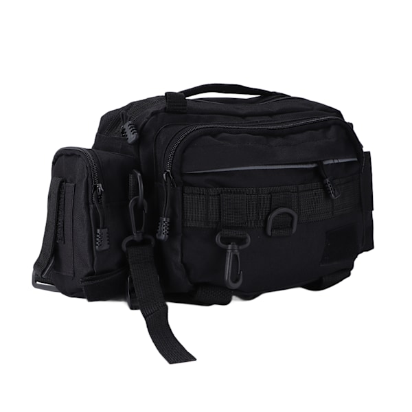 Fiskeredskapsväska Nylon 600D Fiskeredskap Sling Pack med midjebälte för utomhuscykling Svart
