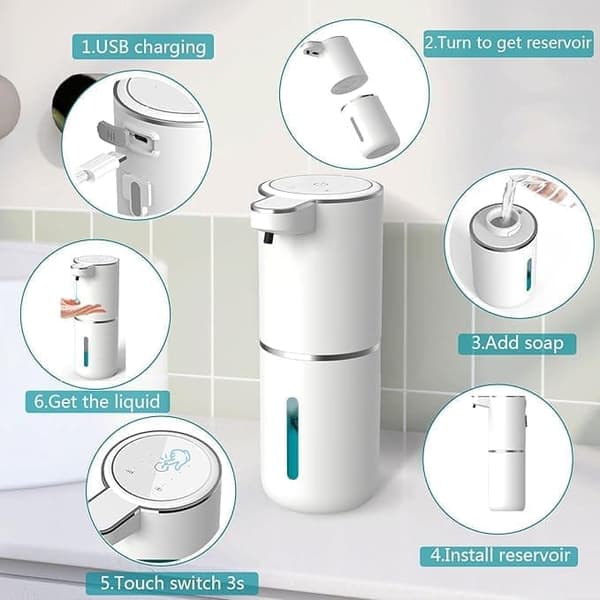Automatisk sæbedispenser med sensor – 380 ml – Vægmonteret elektrisk sæbedispenser til køkken, badeværelse og kontor