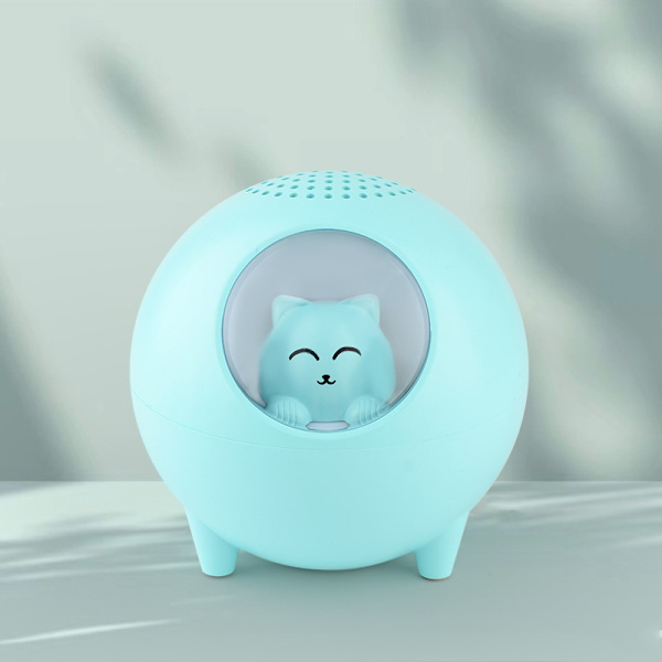 Nattlampa Bluetooth-högtalare Bärbar Hög Ljud Söt Smart Bluetooth-högtalare för Sovrum Blå 3.0 HD