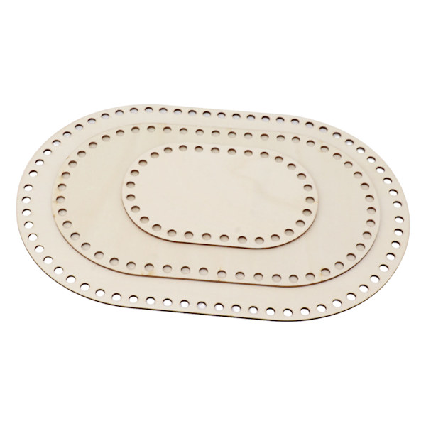 3 st träkorg botten oval tom solid virkad korg träbas för DIY-korgvävstillbehör Hantverkstillverkning