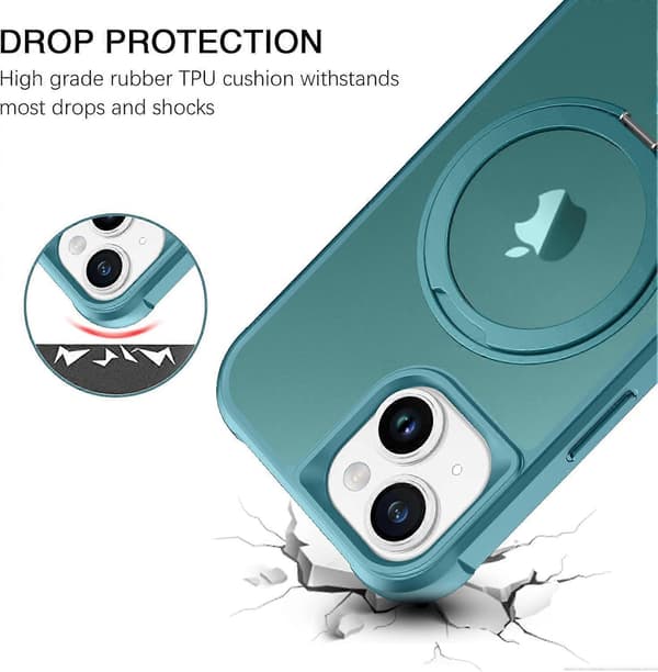 TIANYING Magnetisk iPhone 14 Plus-deksel, Mobildeksel iPhone 14 Plus [Kompatibel med MagSafe] Roterbar ringholder Støttedesign Støtsikker beskyttelse Blue
