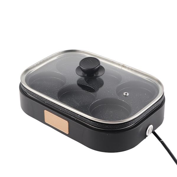 6-huls æggstegepande Nonstick-morgenmadspande Multifunktionel morgenmadsmaskine Hamburgermaskine med låg