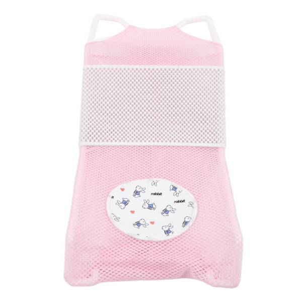 Baby Mesh Badepude Sød Tegneserie Sikker Ergonomisk Nyfødt Badekar Støtte Netpude til Hjem Rosa