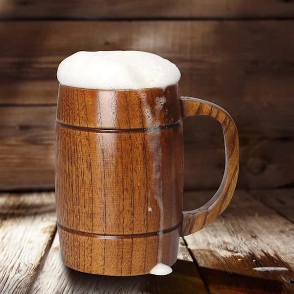 Ölmugg i trä, naturlig handskuren dricksmugg för män och kvinnor, kaffe, te, present, 414 ml, brun