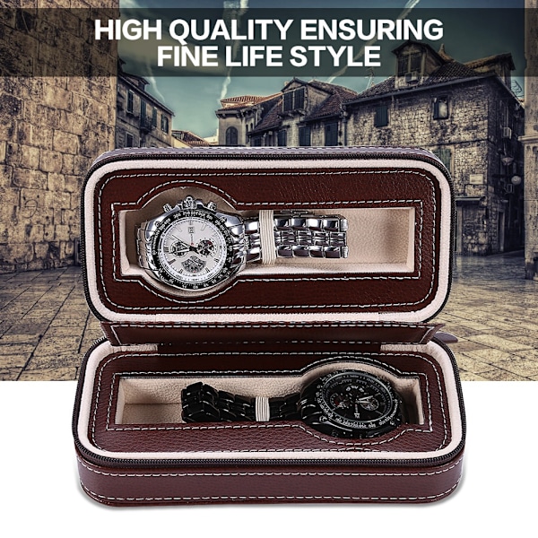 2 Fack Par Klockhållare Armbandsur Fodral Dragkedja Förvaringsbox Organizer