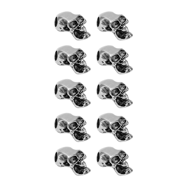 10 st Skull Head Charm Legering DIY Making Skeleton Skull Hängen för Paracord Nyckelring Dubbelt hål