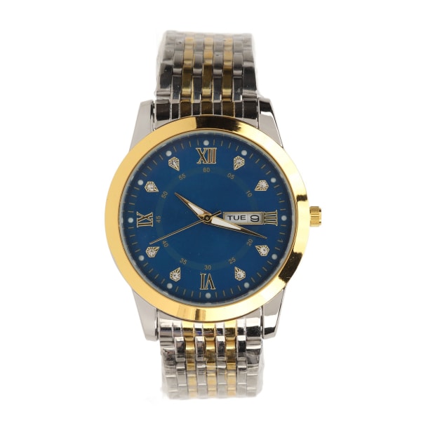 Watch for Men Quartz Day Date Waterproof Casual Luxury Luminous Fashion Dress Watch with Alloy Watchband for Business Gold Blue