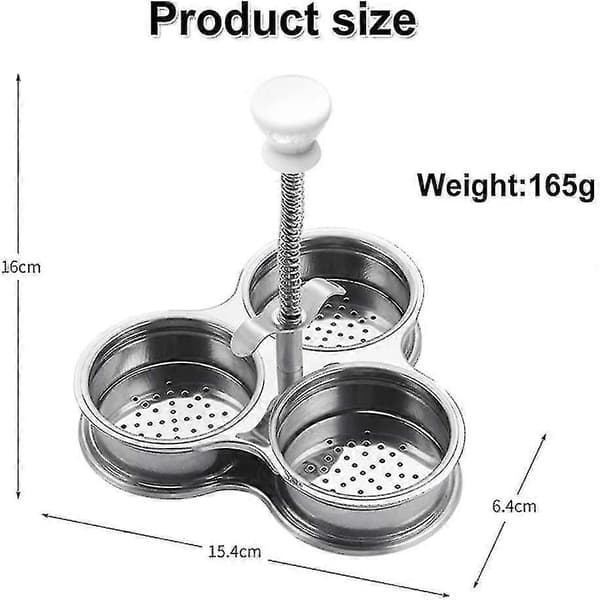 Eggkoker, eggdamper, 3-lags eggdamper i rustfritt stål Kompatibel med tilberedning av egg, non-stick posjerte eggkopper[LD]