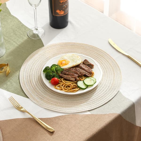 6 stk. bordbrikker runde vaskbare bomullsvevde beige 38*38 cm til hjemmebruk