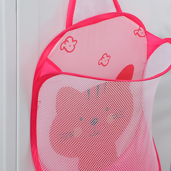 Foldable Laundry Bag Foldable Laundry Basket Large Laundry Basket Mesh Wall Mounted for Bathroom with Hook Pink Cat