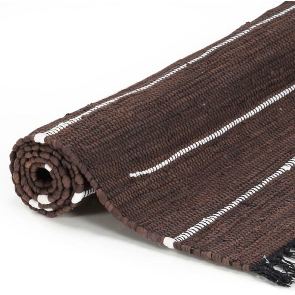 Håndvævet Chindi-tæppe i bomuld 80 x 160 cm Brun
