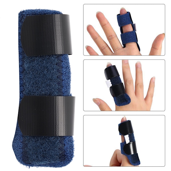 Fingerskena Finger Justerbar Fraktur Fixation Brace Corrector Support Blå