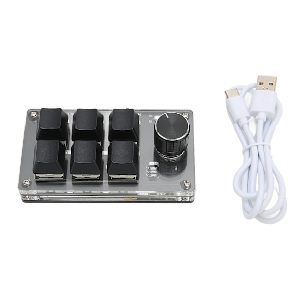 Mekanisk speltangentbord 6 tangenter 1 knopp Liten USB trådlös Dual Mode OSU-tangentbord Gör-det-själv programmerbart tangentbord
