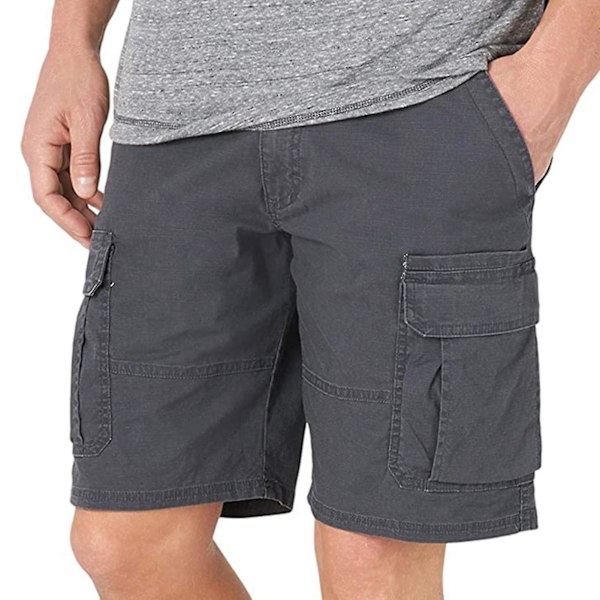 Enfärgade herrshorts med flera fickor - Grå, storlek 2XL