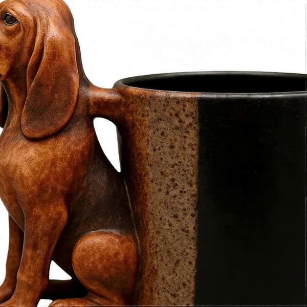 Långörad hundkaffemugg - Hundformad dryckesmugg, resemuggar, keramisk bordsmugg med innerfoder i rostfritt stål Kompatibel med hemmet long-eared dog