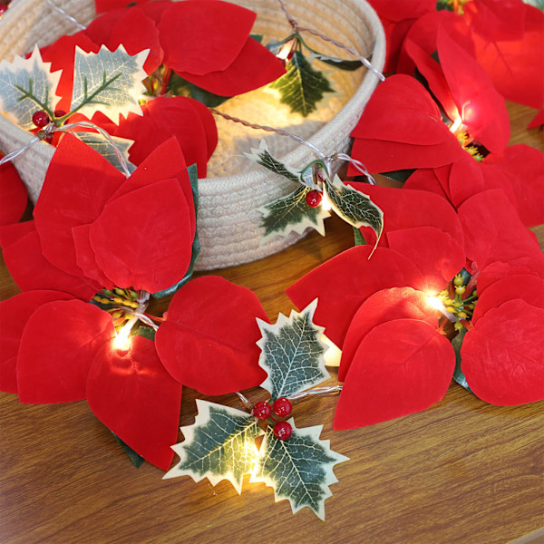 LED Flower String Light 2m konstgjord röd blomma Fairy String Light för gräsmatta trädgård