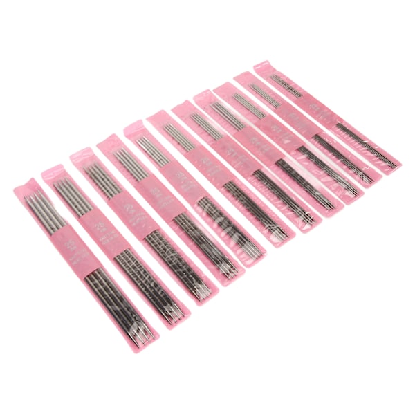 11 Storlekar 44st Dubbelspetsiga Stickor Set 2mm till 6mm 25cm Längd Rostfritt Stål DIY Stickor för Strumpor Mössor