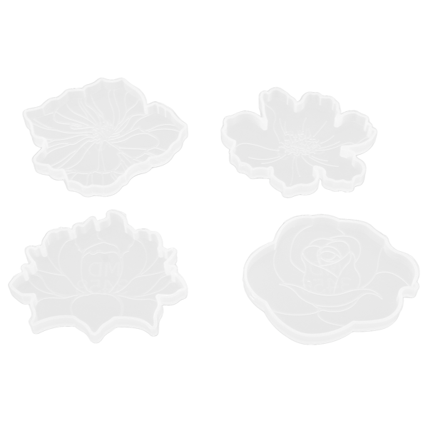 4 stk. Brikkeform 4 Forskjellige Stiler Blomsterdesign Silikonstøping for Å Lage Dekorasjoner