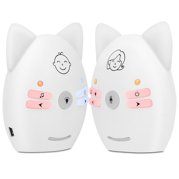 Digital Audio Baby Monitor Bærbar Trådløs To-vejs Spædbarnsmonitor med Natlys (EU Stik Audio Monitor)