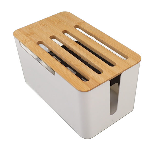 Router Opbevaringsboks Stor Plads Multi Hul Bit Bambus Dæksel Hjem WiFi Router Organizer