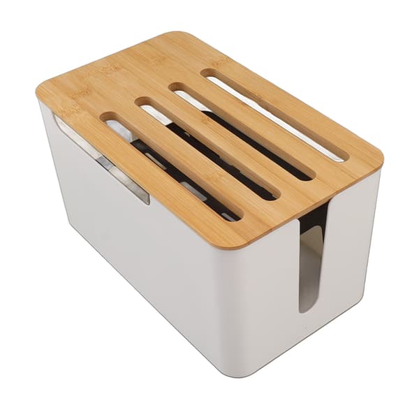 Router Storage Box Large Space Multi Hole Bit Bamboo Cover Home WiFi Router Organizer