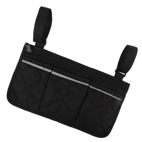 Rullestolveske Vanntett Polyester Multi Lomme Design Rullestolsidelomme for Utendørs Mobilstol Svart