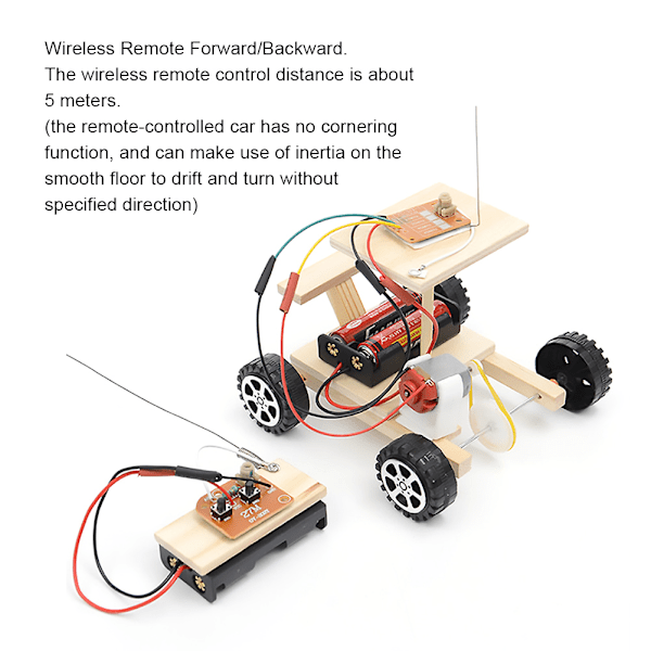 DIY Træ RC Bilmodel Kit Fjernbetjening Billeksagssæt Pædagogisk Legetøj til Børn