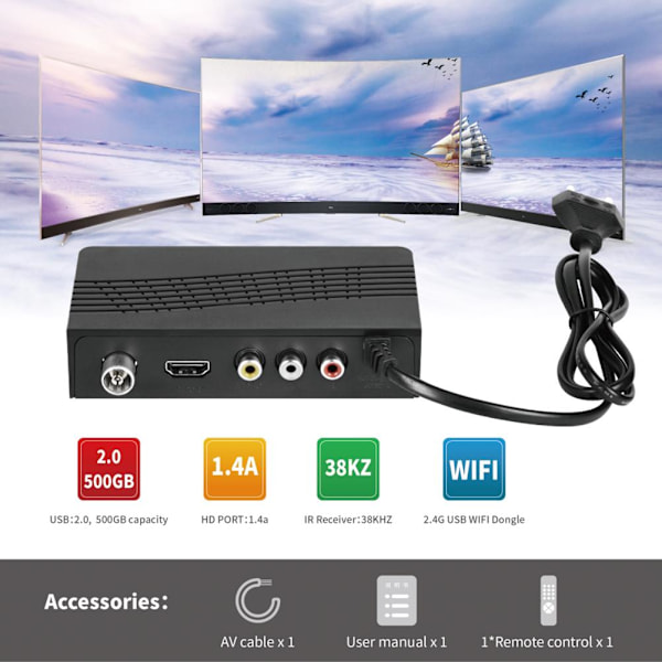 1080P Set Top Box Digital TV Receiver DVB T2 Antenne Tuner