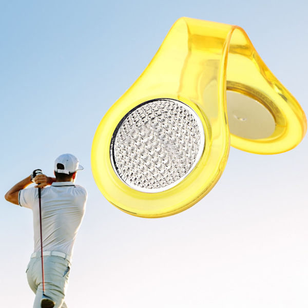Multifunktionelt magnetisk golfboldmarkering i rustfrit stål med hatteklips Golftilbehør (gul)