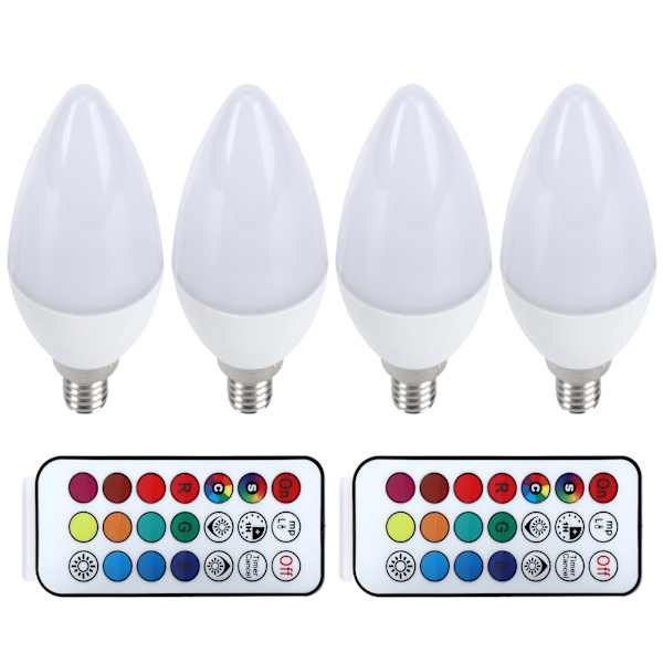 3W RGB färgskiftande ljusglödlampa med fjärrkontroll för heminredning 85265V(E12 RGbPure White 6000K)
