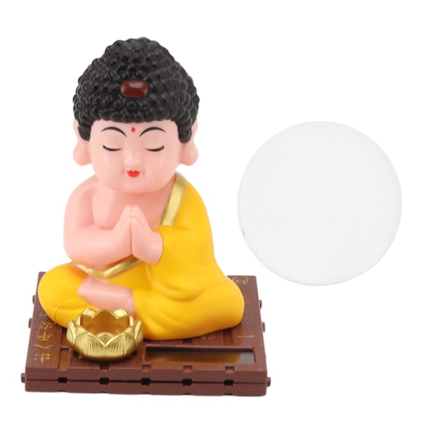 Buddhastatyett Solenergi nickande Ljusa färger Hållbar plast naturtrogen Buddhastaty för hemmets bilkontor