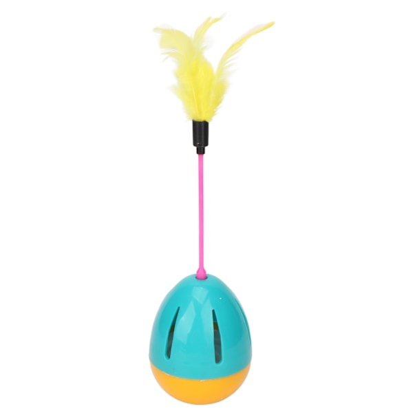 Feather Cat Toy Ljusa färger 360 graders rotation Inbyggd Bell Interactive Kitten Toys Blågrön och Gul