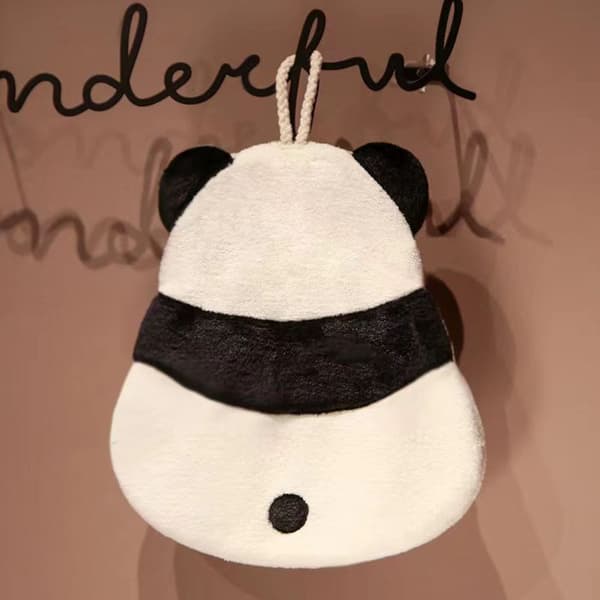 Thickened Cute Cartoon Animal Pattern Absorbent Hanging Kitchen Towel for Kids Home Panda Pattern
