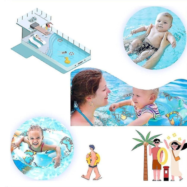 Baby Simning Float Ring for 3-36 måneder, Baby Neck Float med Float Seat, Svømmebasseng Badtilbehør