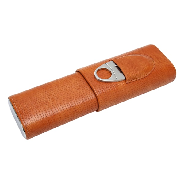 Cigar Etui 3 Finger Cedertræ Foring Bærbar Kunstlæder Cigar Holder Æske med Cutter til Mænd Brun