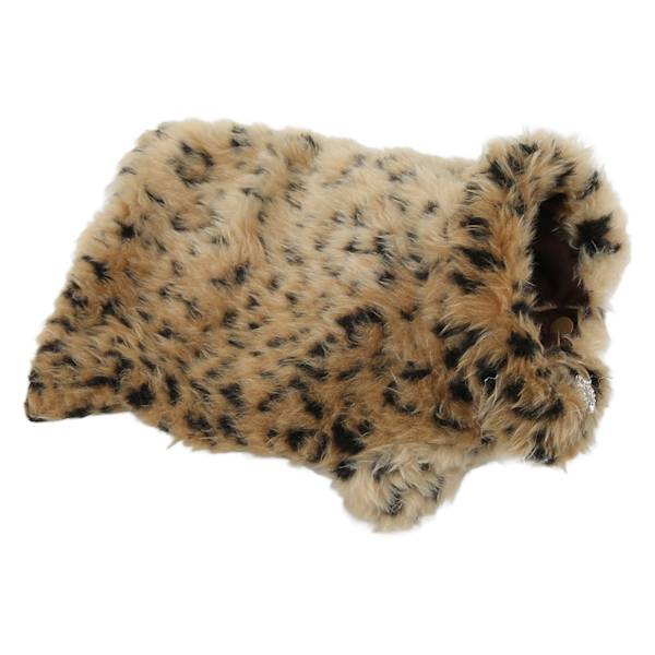 Pet Leopard Print Kappa Söt Retro Snygg Puppy Plysch jacka för höst och vinterL