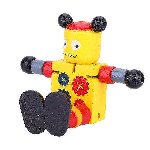 Persoonallisuus söpöt puulelut robotit Oppiminen ja opetuslelut lapsille (keltainen)