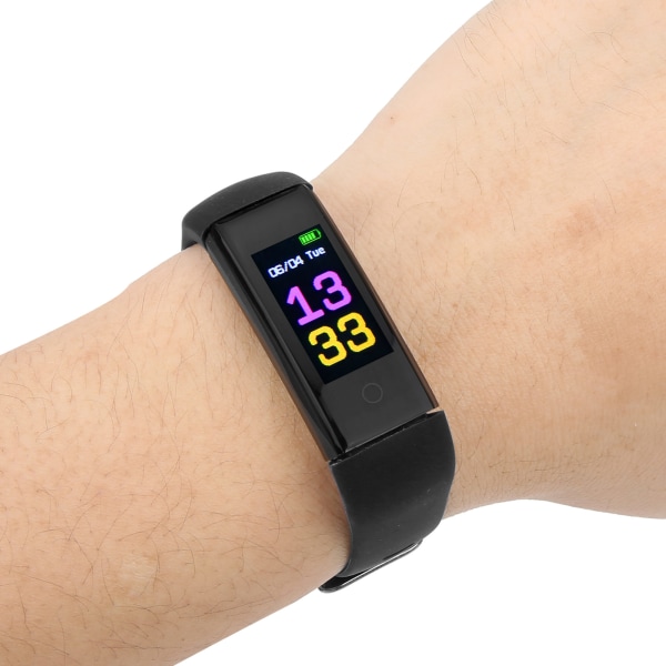 Sports Armbåndsur Multifunktionel Skridttæller Smartband Sundhed Fitness Management USB Opladning Sort