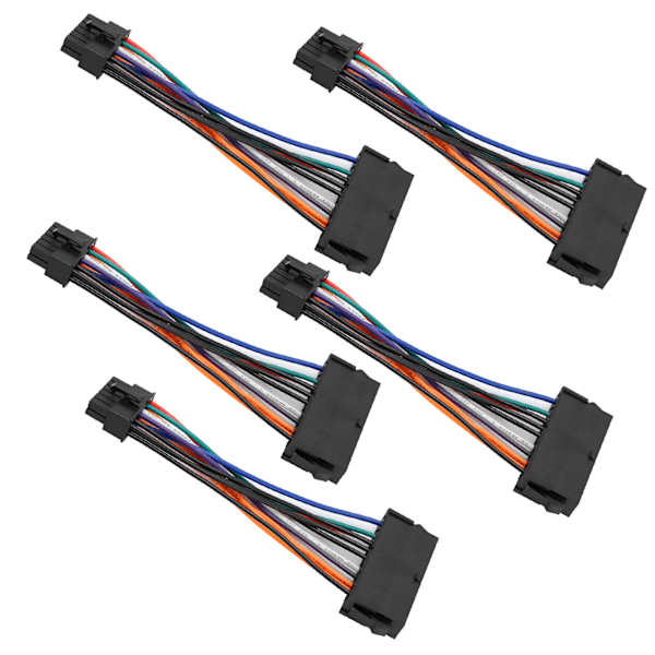 5 stk. Strømkabeladapter ATX 24pin til 12pin Ledningskonverter 15cm PVC Kobber til Stationær Computer