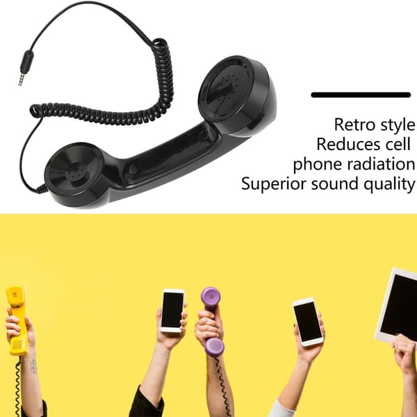 Multifunktionel Retro Telefon Håndsæt - Strålingssikker, Sort