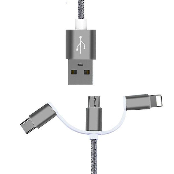 3in1 USB 2.0 Uros USB 3.1 Type C Micro USB Weave Data pikalatauskaapeli