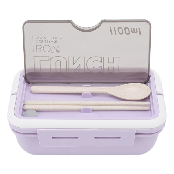 Fack Lunchbox 2 fack 1100ml Loveliness Vuxen Bento Box med sked Ätpinnar för Office School Lila