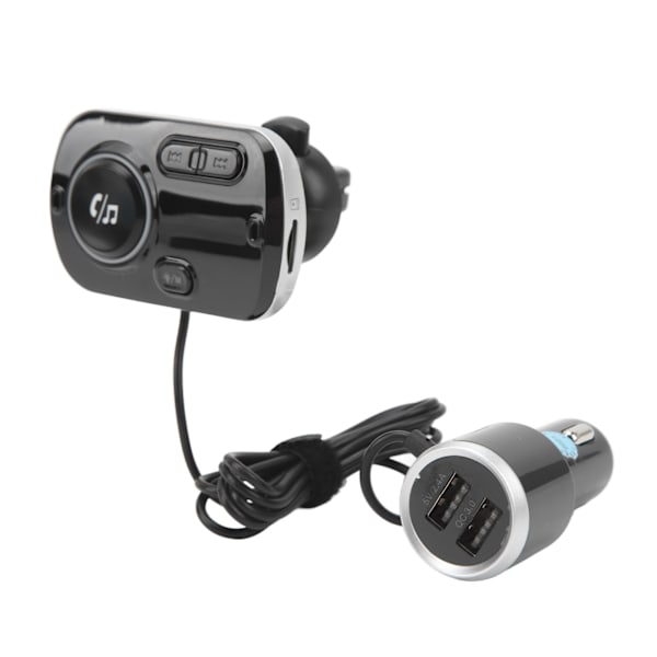 Bluetooth-sender med 2 USB-porte Sort Hurtig opladning Smart detektion Støjreduktion Håndfri funktion Universal bil