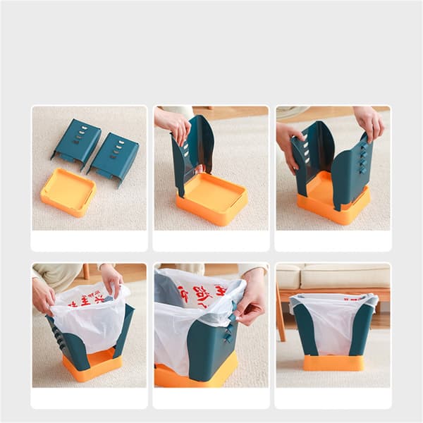 Expandable Trash Can Garbage Bag Holder Large Capacity for Kitchen Bathroom Blue and Yellow