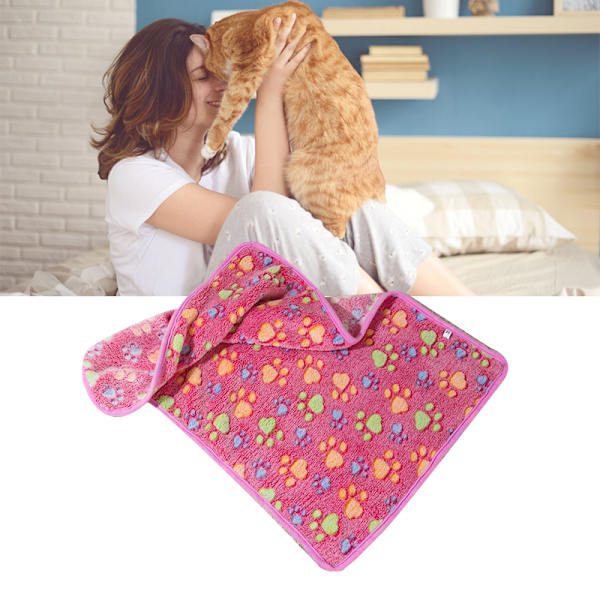 Hundtäcke Söta klotryck på rosa termisk mjukfiber Bekväm kattsömnfilt för husfamilj inomhusklotryck på rosa S(7,9x7,9in)
