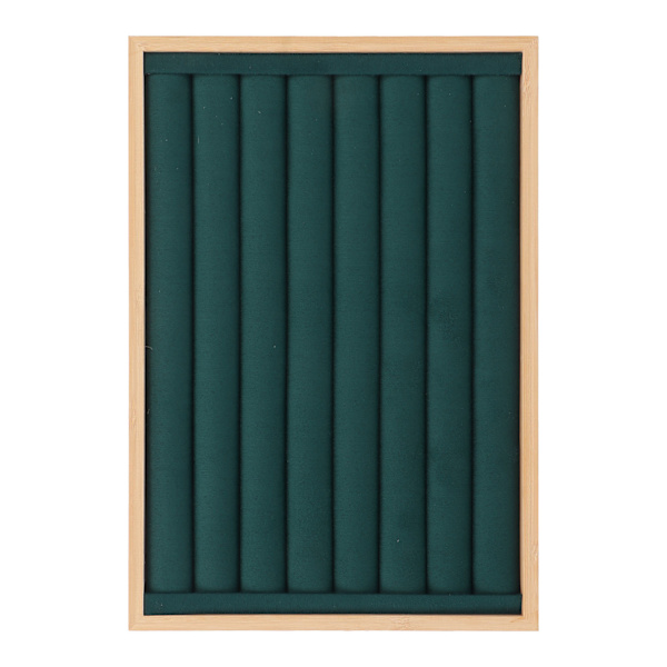 Rings Tray 7 Rows Stackable Protective Scratch-Proof Liner Box Insert Earrings Storage Display Case Green