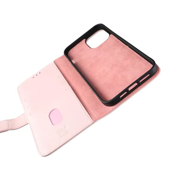 Kompatibel med iPhone 12 Pro Max Plånboksfodral Läder Rvelon - Rosa 110 Genuine Leather